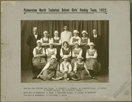 Palmerston North Technical School Girls' Hockey Team, 1922
