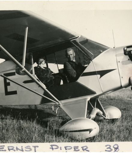 Ernst West in his Piper aeroplane