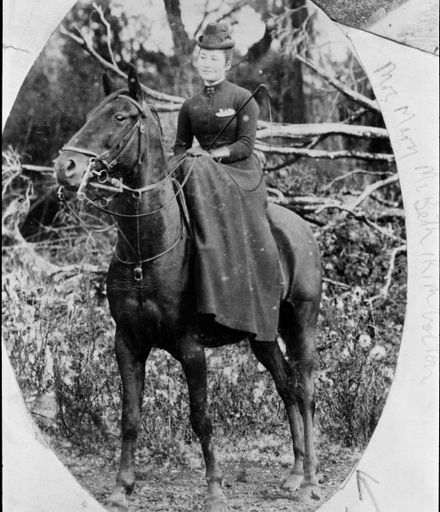 Mrs Mary Macbeth on horseback