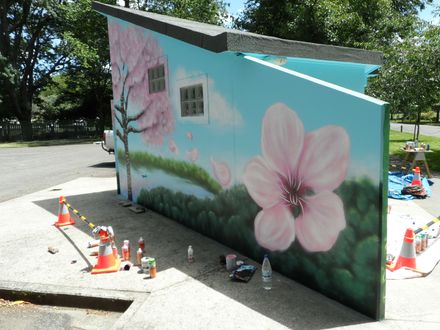 Mural at Victoria Esplanade Scenic Railway Toilets