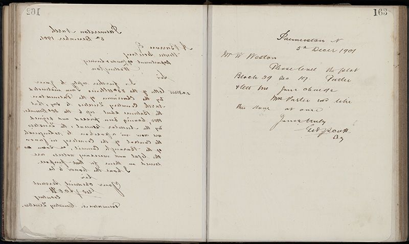 Outwards Correspondence of the Palmerston North Cemetery Trustees, 1898 -1902 190