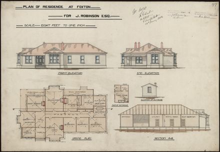 L. G. West, Plan for a Residence at Foxton