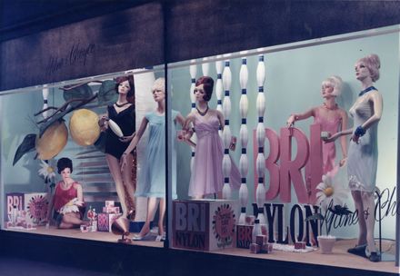 Milne and Choyce window display of women’s Bri Nylon petticoats and nightwear