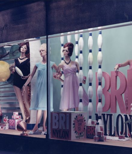 Milne and Choyce window display of women’s Bri Nylon petticoats and nightwear