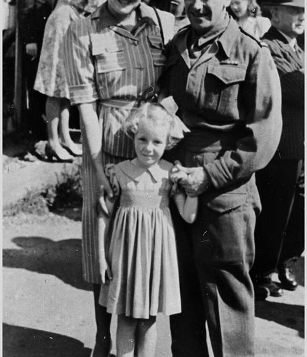 Sergeant Bernard Cox with Myrtle and Margaret Cox
