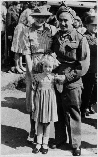 Sergeant Bernard Cox with Myrtle and Margaret Cox