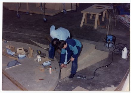 Peter and Rhys Doherty During Set Construction – Little Shop of Horrors