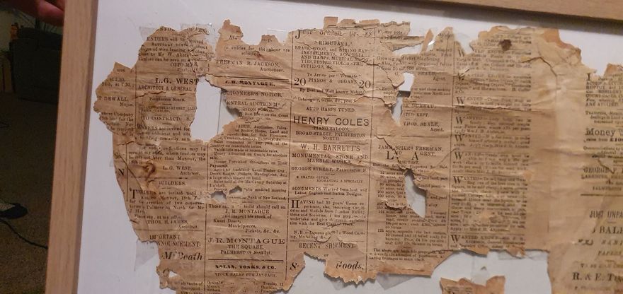 Newspaper found in the Vicarage  of Ashhurst