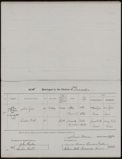 Marriage register 1880 - 1894