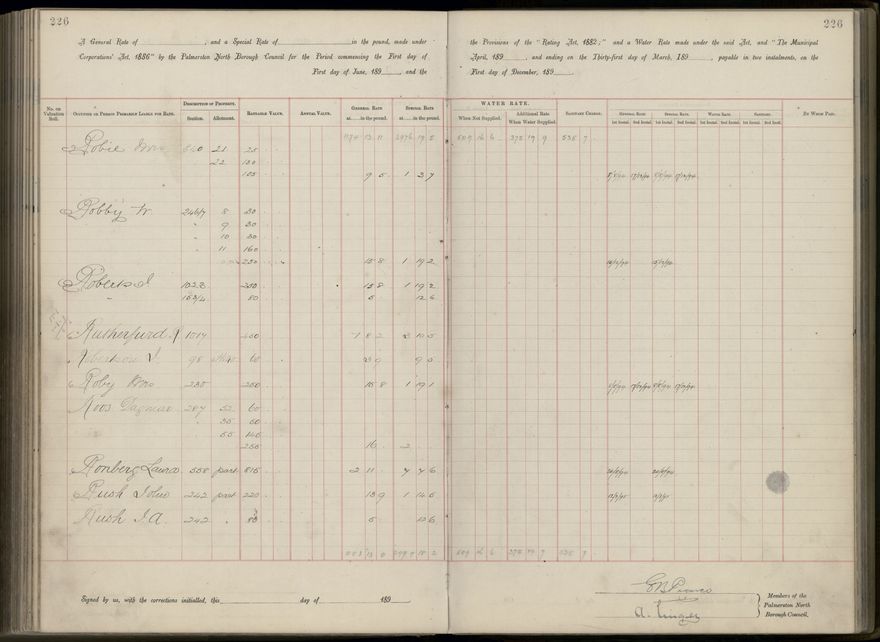 Palmerston North Rate Book, 1893 - 1896, 231