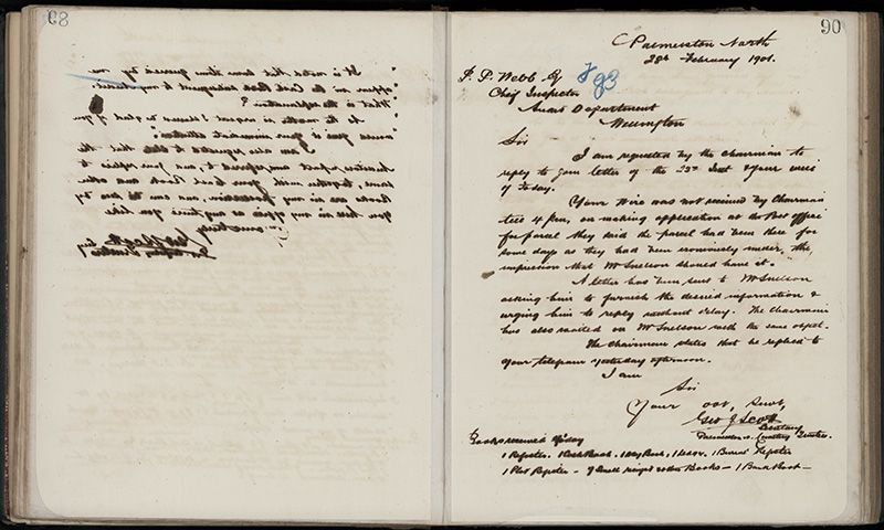 Outwards Correspondence of the Palmerston North Cemetery Trustees, 1898 -1902 117