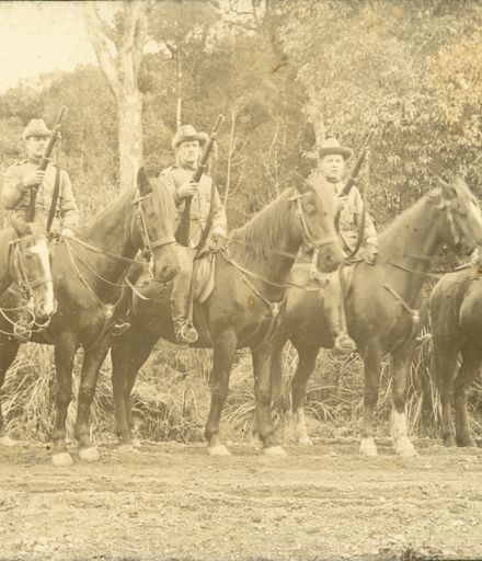 Members of the Manawatu Mounted Rifles on horseback