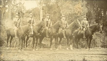 Members of the Manawatu Mounted Rifles on horseback