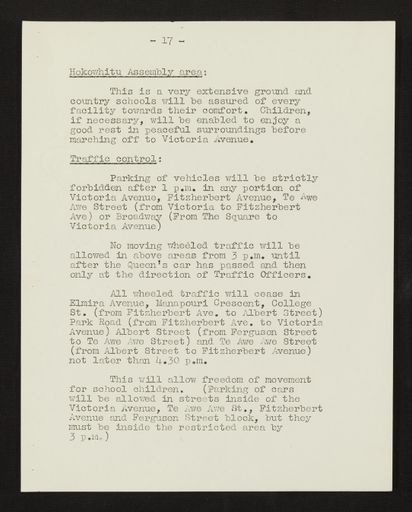 Schedule of Instructions and Details of Assembly for School Children for Royal Visit, 1954 18