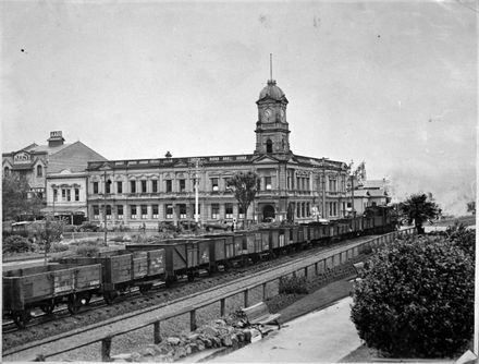 Goods train passing through The Square.