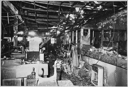 Aftermath of Andrews Furnishers Ltd fire, 184 – 190 Rangitikei Street