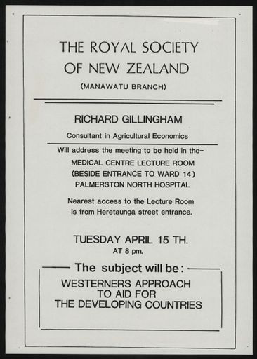Royal Society of New Zealand (Manawatu Branch) poster - Resource cover image