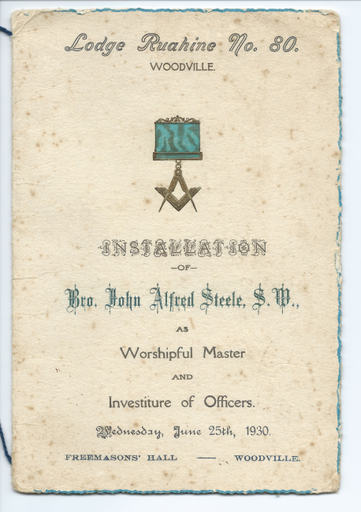 Woodville Lodge Ruahine No. 80 Freemason - Worshipful Master Installation - Resource cover image