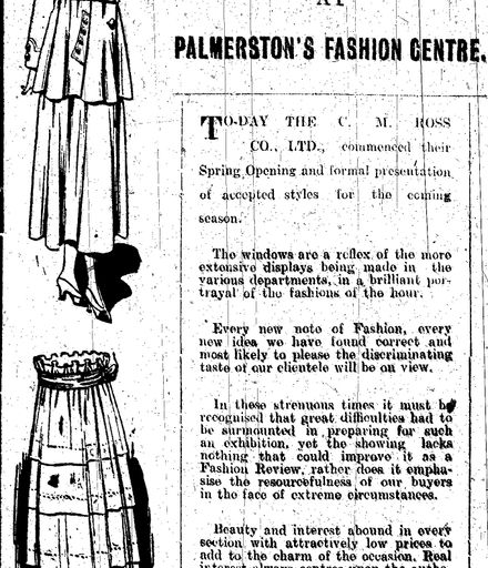 C M Ross Co. Ltd newspaper advertisement for Spring fashions