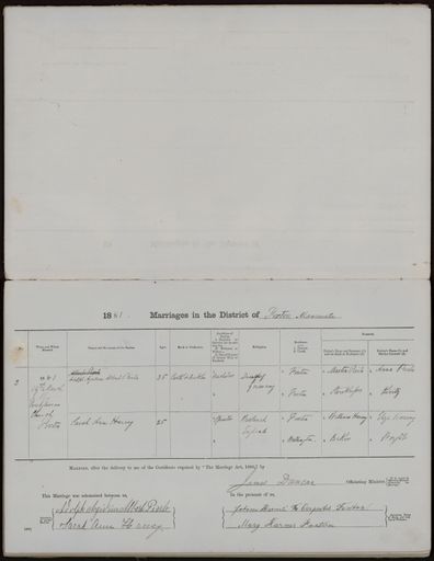Marriage register 1880 - 1894