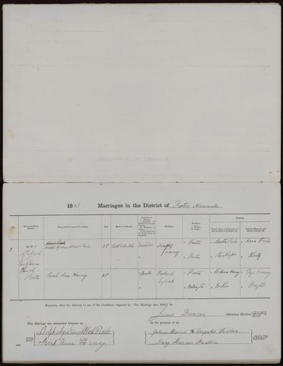 Marriage register 1880 - 1894