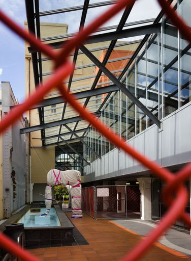 All Creatures Great sculpture wrapped for protection during Central Library refurbishment