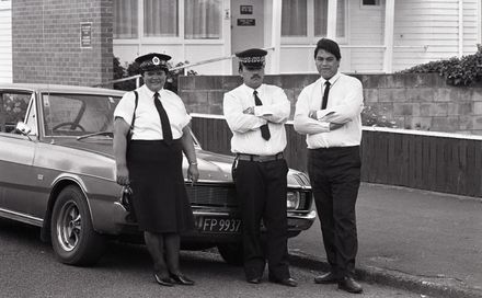 Māori Wardens Carol Hall, George Rerekura and Jim Puki