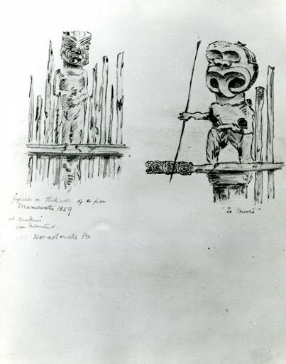 "Figures on Stockade of a Pa Manawatu 1859"