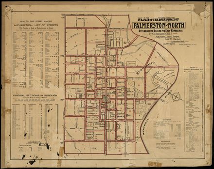 Plan of the Borough of Palmerston North Divided into Blocks for Easy Reference