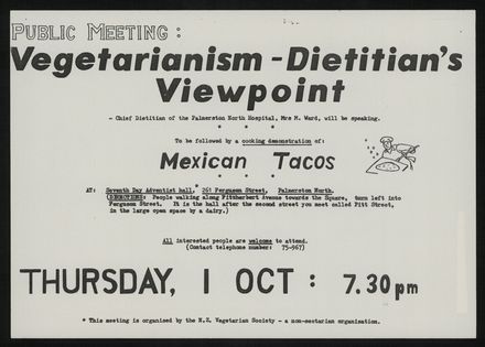 Vegetarianism public meeting poster - Resource cover image