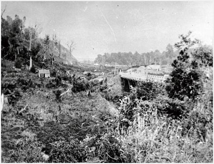 Upper Manawatu Gorge Bridge and settlement, near Woodville