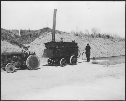 Tar sealing the road to Foxton Beach