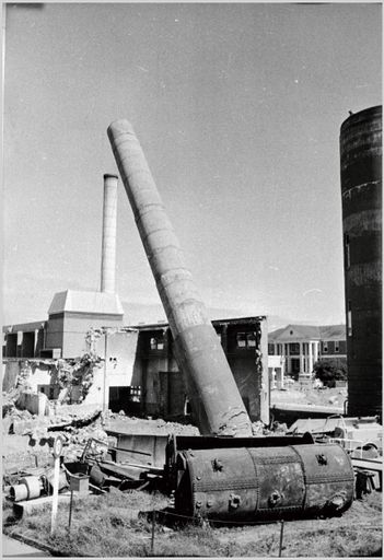 Demolition of boiler chimney, Palmerston North Hospital
