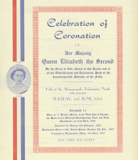 Page 1: Programme of events to celebrate the Coronation of Queen Elizabeth II
