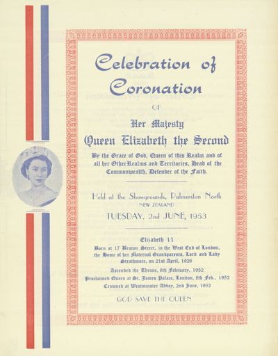 Page 1: Programme of events to celebrate the Coronation of Queen Elizabeth II