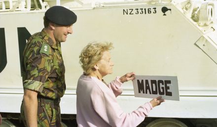 Madge Allsop christens an APC