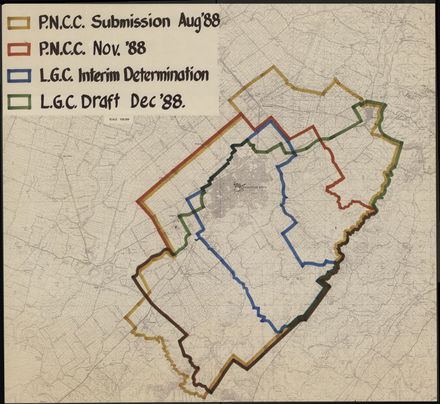 Map showing proposed boundaries of Palmerston North city