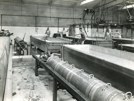 Dairy factory interior, showing cheese making