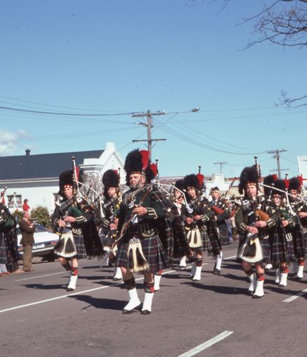 Pipe Band Marching Down Church Street, Palmerston North
