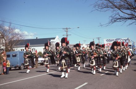 Pipe Band Marching Down Church Street, Palmerston North