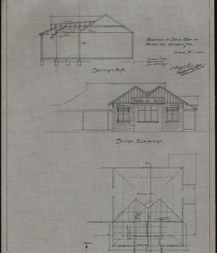 Plan for Additions to Workers' Dining Room at the Moutoa Flaxmill