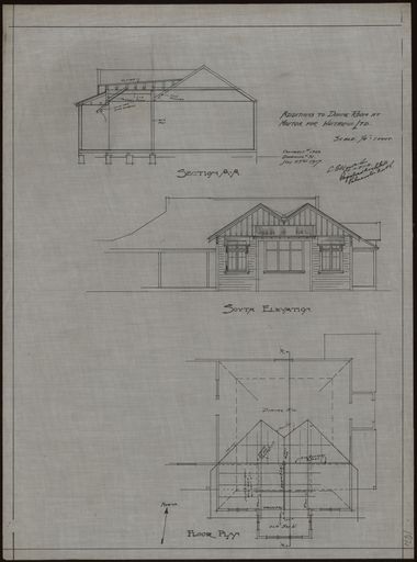 Plan for Additions to Workers' Dining Room at the Moutoa Flaxmill