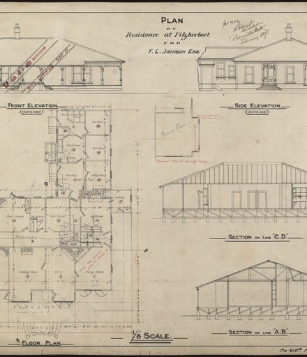 L. G. West, Plans for a Large Residence, Fitzherbert