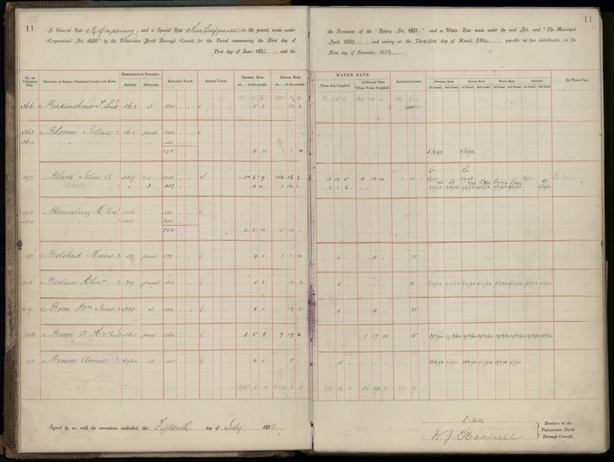 Palmerston North Rate Book, 1893 - 1896, 14