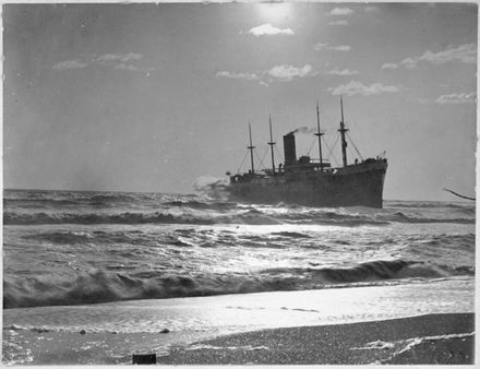 S.S. "Indrabarah" at the mouth of the Rangitikei River