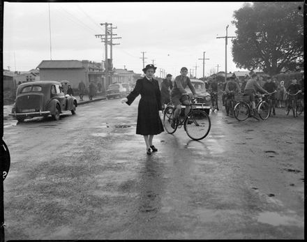 "Woman Handles Dense Traffic"