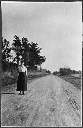 Unidentified woman standing on Foxton Line - Resource cover image