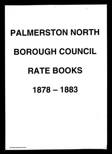 Palmerston North Borough Council Rate Book 1878 - 1883