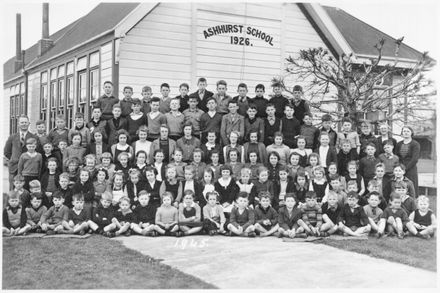 Ashhurst School, whole of school group photograph, 1945