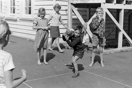 1963 playground ball game, Newbury School